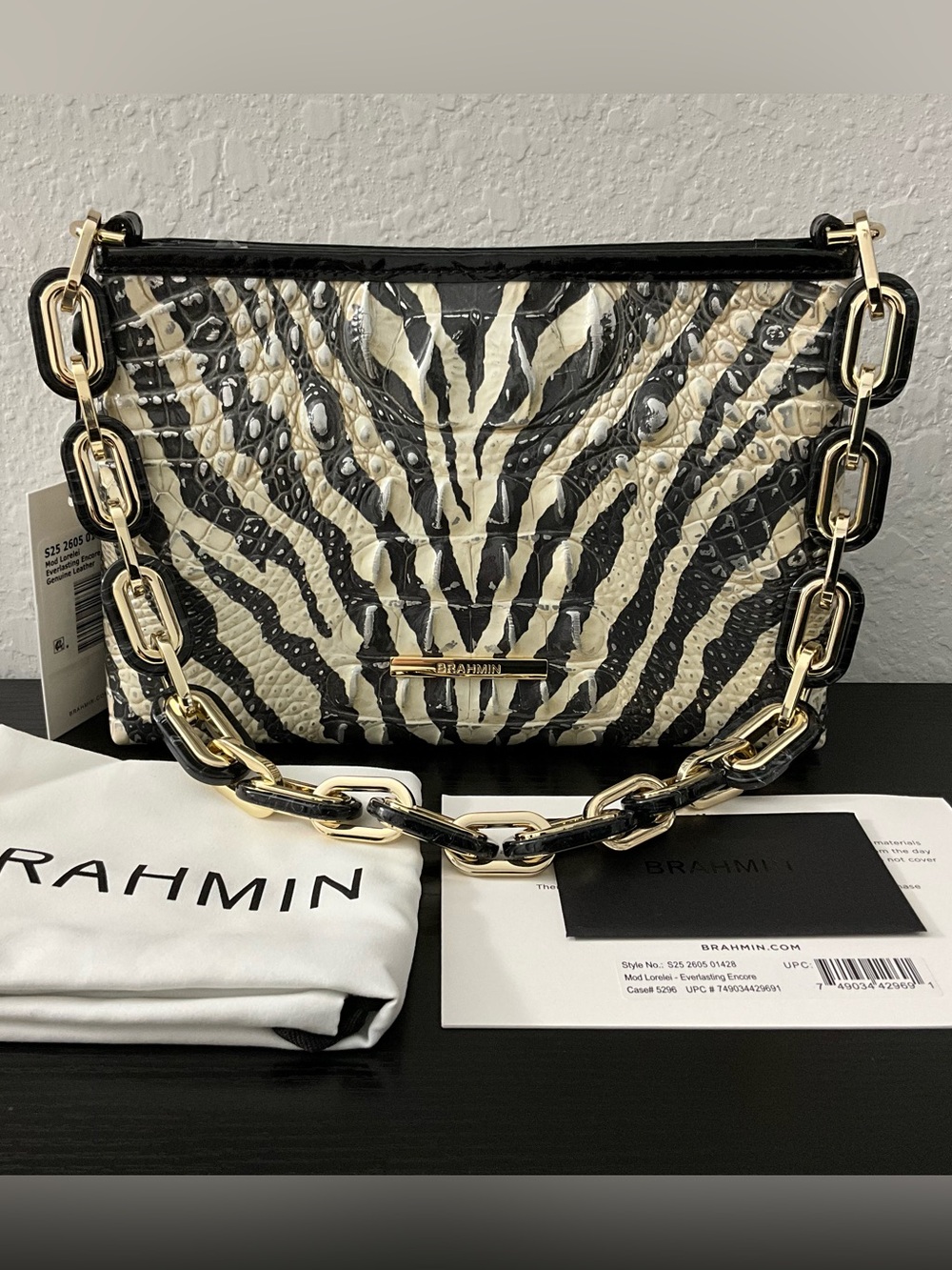 Brahmin Mod Lorelei EVERLASTING ENCORE Zebra Pattern W/Partial Eyes NWT